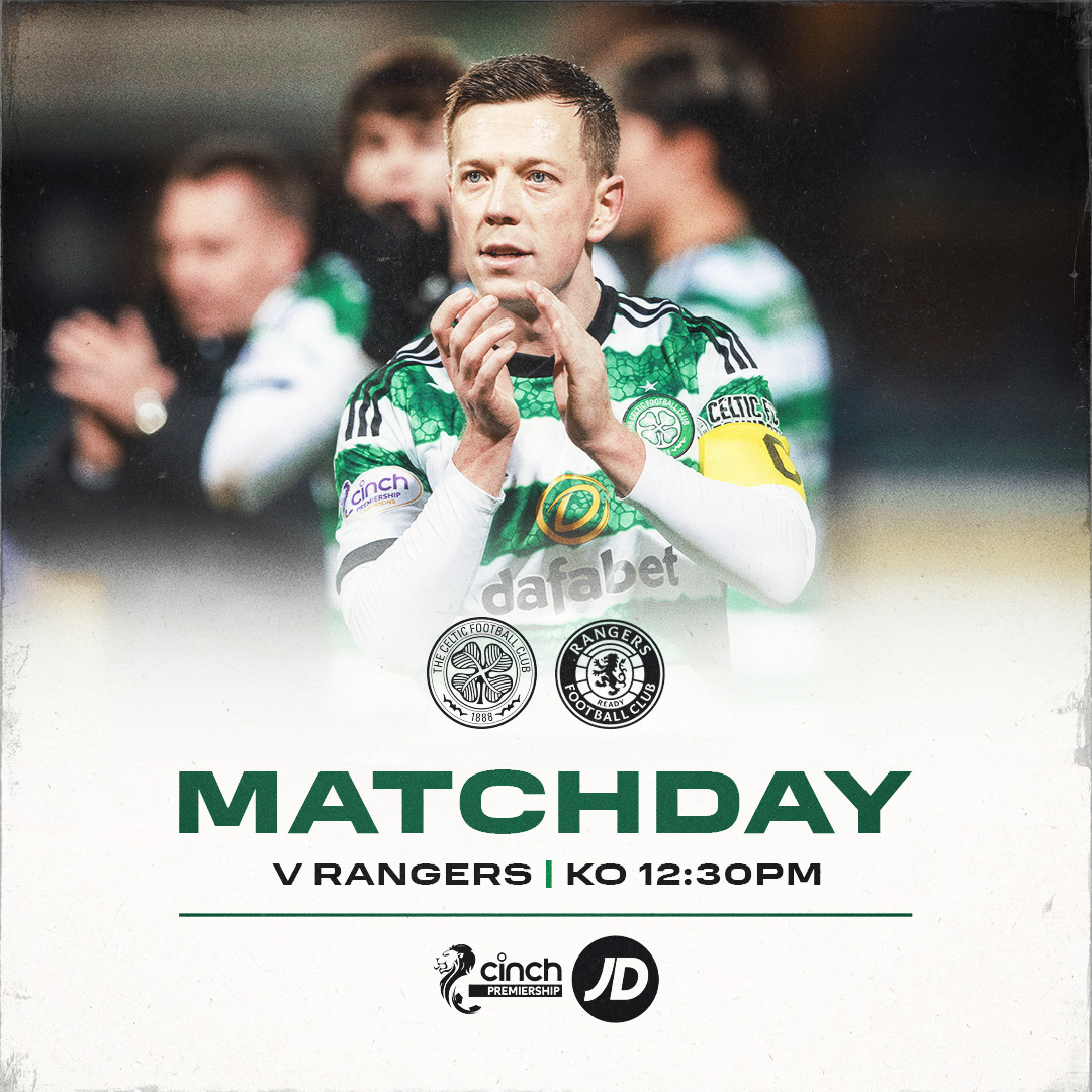 CelticFC's tweet photo. 🟢 DERBY DAY ⚪️ 

🆚 Rangers
🏆 #cinchPrem
⌚ 12:30pm
🏟️ Celtic Park
💻 Live outside UK &amp; IRE on @CelticTV
📺 Live on @ScotlandSky

#CELRAN | #COYBIG 🍀 https://t.co/Zrho7qdOQF