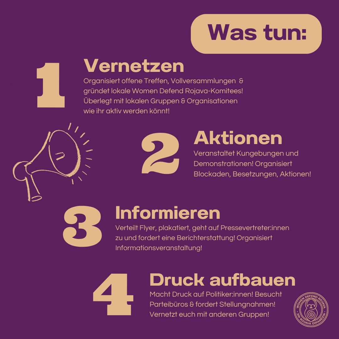 WomenDefendRoj1's tweet image. Seit dem 23. Dezember bombardiert der türkische Staat zahlreiche wichtige zivile Infrastruktur in #Rojava!
Es ist Zeit aktiv zu werden!
Gemeinsam verteidigen wir die Frauenrevolution!
#WomenDefendRojava