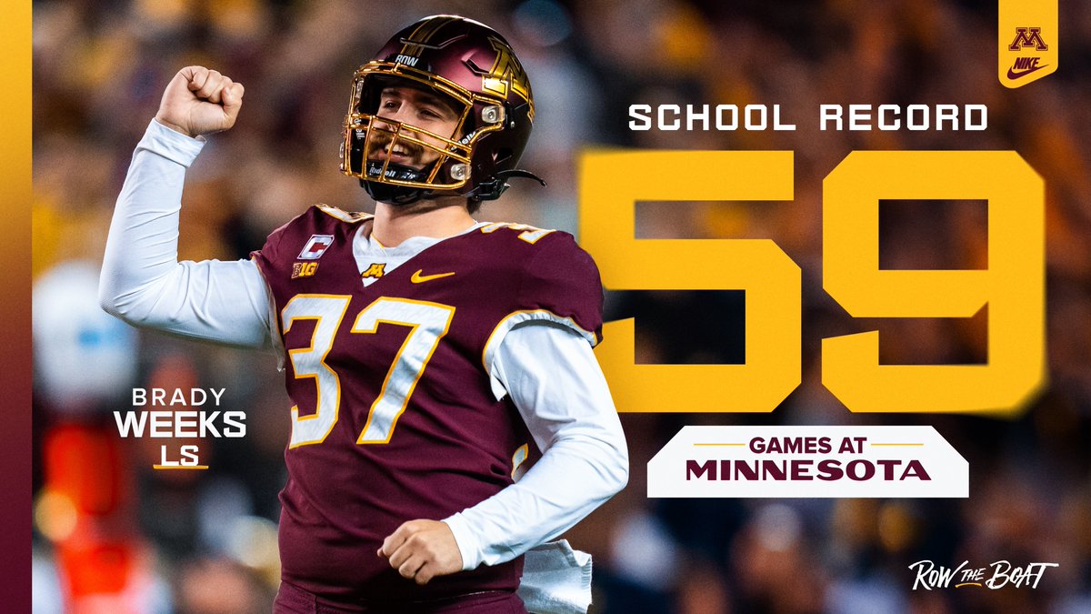 GopherFootball's tweet image. Brady Weeks has broken the record for games played at Minnesota👏

Congrats, Brady❕