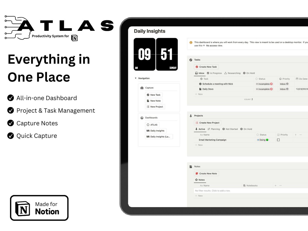 dfwitexpert's tweet image. 🚀 Introducing ATLAS Lite 🚀
A free Notion Template designed to boost your productivity! Experience easy organization like never before.
1. Like this post
2. Retweet
3. Follow me
4. Comment "ATLAS"
#ATLASLite #FreeNotionTemplate #BoostProductivity