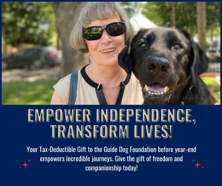 GuideDogFdn's tweet photo. This year, your support can change destinies. Join us in empowering independence through guide dogs. Your donation makes a difference. Give the gift of freedom! https://t.co/vy7worFSLg