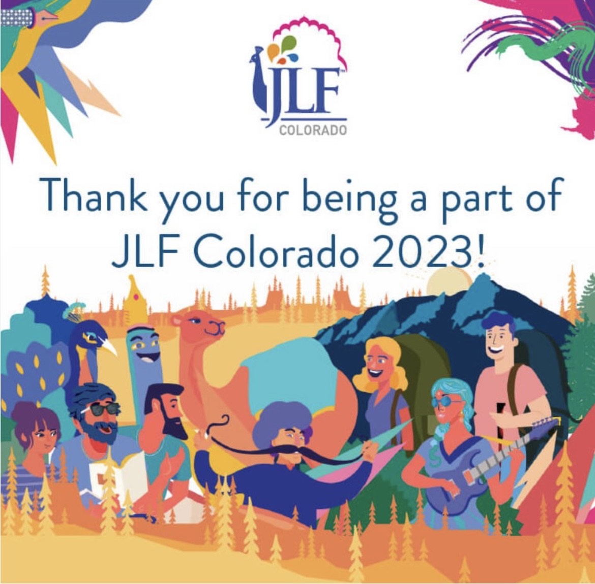 joinBLF's tweet photo. BOULDER LIBRARY FOUNDATION'S 2023 TOP 10 COUNTDOWN! #6. Jaipur Literature Festival delivered the world to the Boulder Main Library

JLF says: In 2023, we celebrated the beauty of the Rockies and prairies, as well as the vibrant energy, excitement, and intellect of Boulder. https://t.co/HLSB4q4DX4
