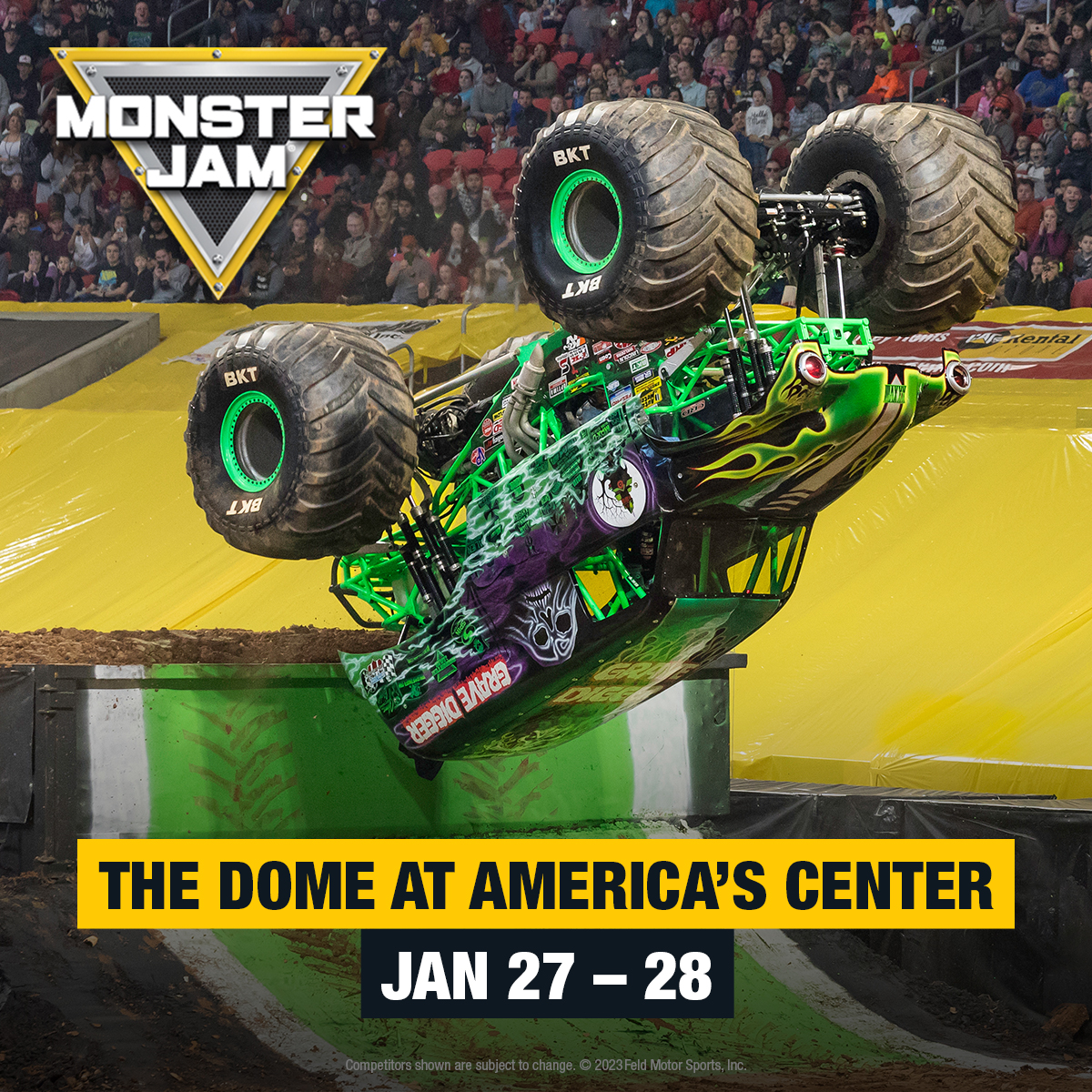 Jan 27 &amp; 28: The Dome at America's Center transforms into a battleground for the biggest, baddest trucks in Monster Jam. Don't miss the tire-squealing action! explstl.us/3TAopid
