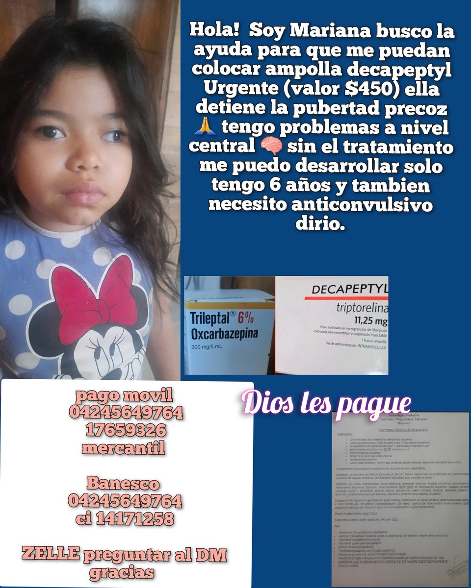 mariani87784922's tweet image. Tengo diferentes Diagnostico:
Hidrocefalia tabicada,hemiparesia izquierda,pubertad precoz,epilepsia estructural
🔹️Astigmatimos mixto elevado,exotropia, hiperfunsion de oblicuos. 
Debo seguir tratamientos m faltan $200 para adquirirlo ayuda