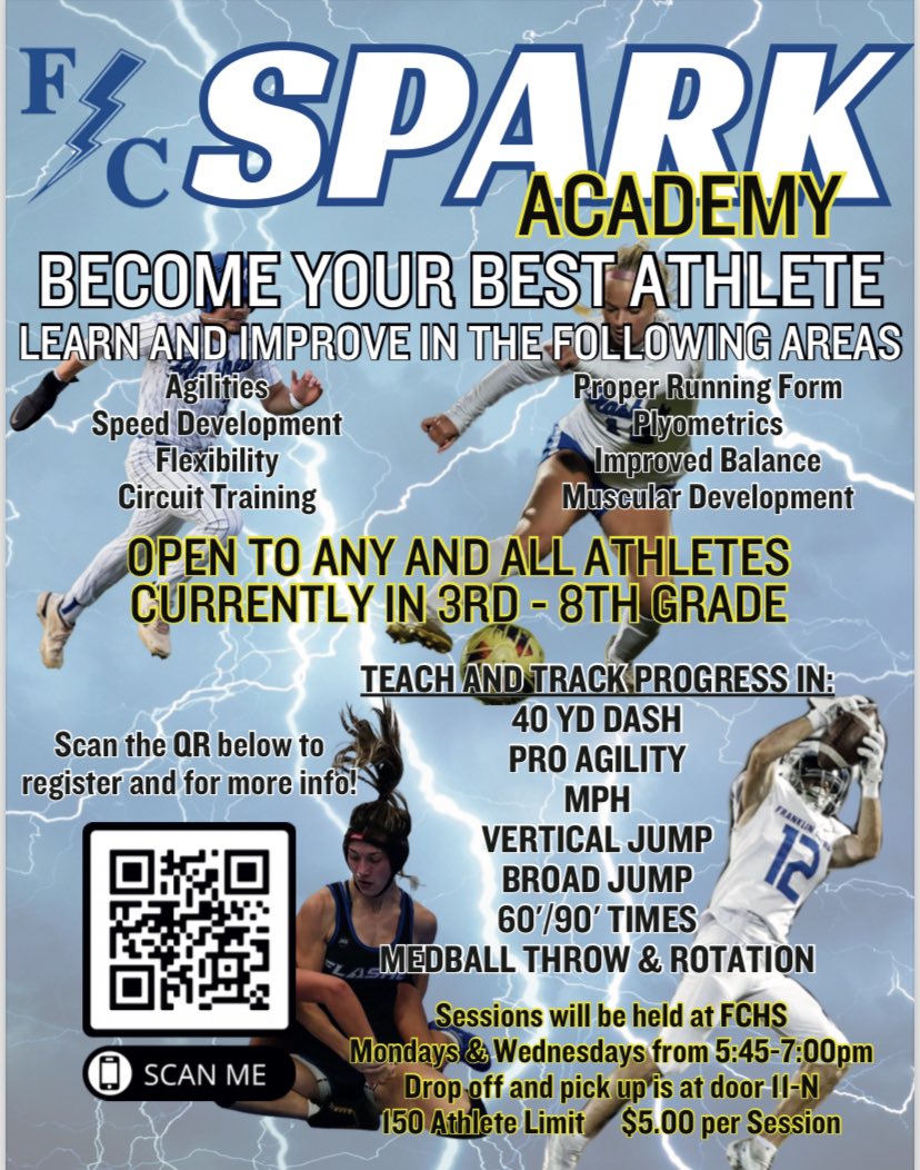 SPARK Academy Speed and Agility Training starting January 8th. Sign up at the QR code below! #WeAreFlashes⚡️