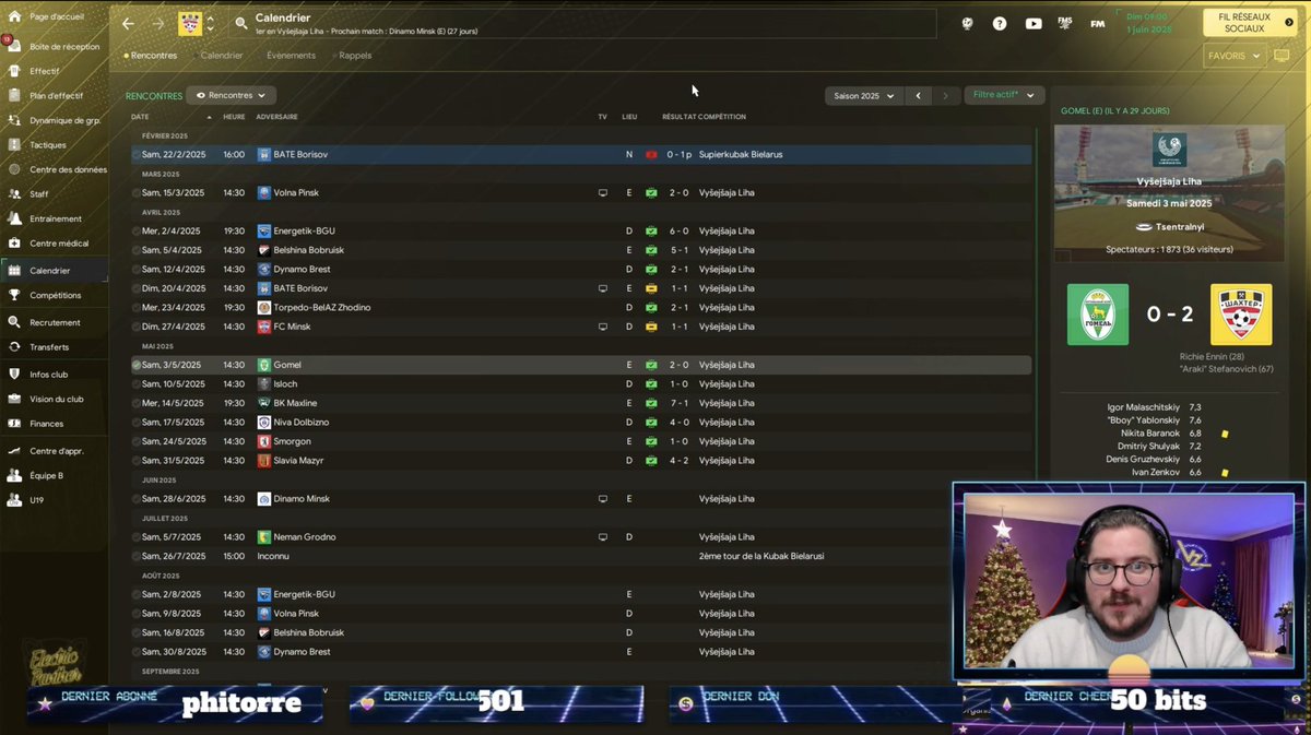 VikFM_'s tweet photo. ↗️Un énorme 7-1 vs BK Maxline 🤯
13 matchs invaincus en championnat ✅
11V 2N 0D 🙌
#Soligorsk leader & les poursuivants décrochés ✅
On devrait atteindre notre objectif de titre… & rester invaincu? 😱
#FM24 #FootballManager2024 #TwitchFr 🫶 https://t.co/IX33OuAZ8i