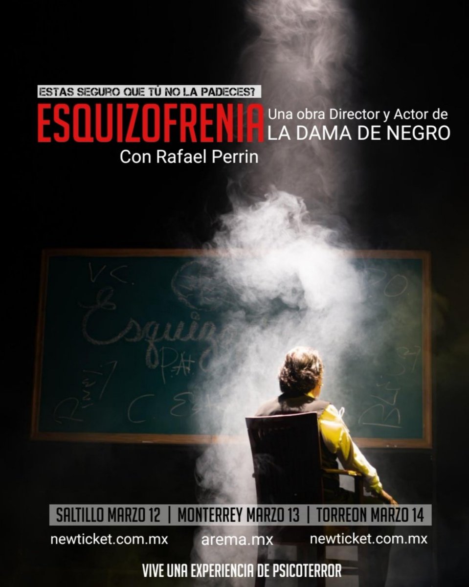 #Saltillo #Monterrey #Torreon <a href="/esquizofreniamx/">esquizofrenia music</a>
👀𝙑𝙄𝙑𝙀 𝙀𝙇 𝙋𝙎𝙄𝘾𝙊𝙏𝙀𝙍𝙍𝙊𝙍 
<a href="/perrinrafael/">Rafael Perrin</a> 
🎟️Boletos en linea👇
Saltillo boletos.newticket.com.mx/newticket/es/e…
Monterrey
arema.mx/e/9276
Torreon
boletos.newticket.com.mx/newticket/es/e…
#Terror #Suspenso #Psicologia #Teatro #Entretenimiento