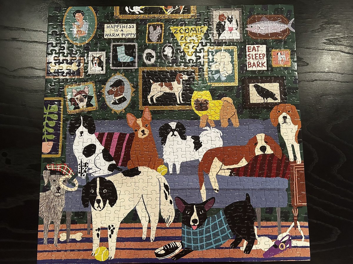 Albiestar's tweet photo. I mean. To be honest. I don’t think I’ve got TIME to work anymore. I mean. There is so much stuff to do in life. Stare at my phone, nag the children, overeat…complete bizarre puzzles of luxuriating canines… #BoxingDay #Jigsaws 🧩 https://t.co/IIYMLz5wd5