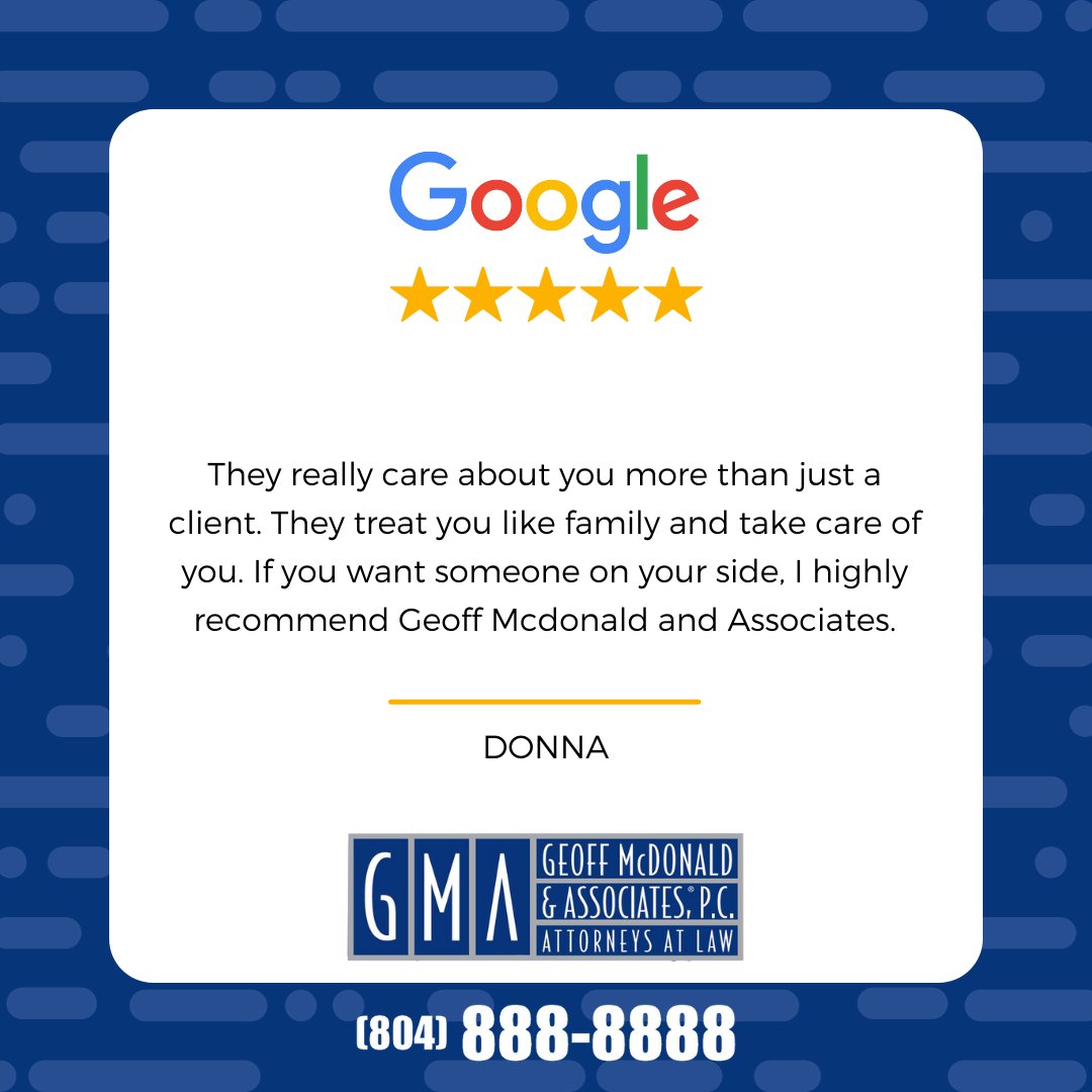 It's #testimonialtuesday at GMA! We are here for you and your family if you ever need someone on your side. 

#gma #rva #virginia #virginialawyer #richmondva #vbva #virginiabeach #norfolkva #tidewater #rvabusiness