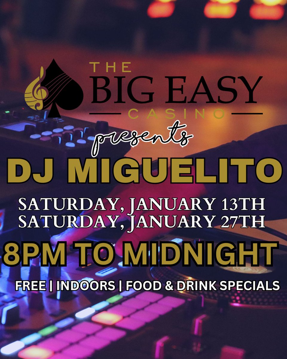 Experience electrifying Saturday nights in theMagnolia Room!🌟DJ Miguelito lights up the dance floor on Jan 13th & 27th from 8 PM-midnight, delivering unforgettable beats. Immerse yourself in vibrant tunes, mingle with friends, and make Saturdays your favorite night of the week.