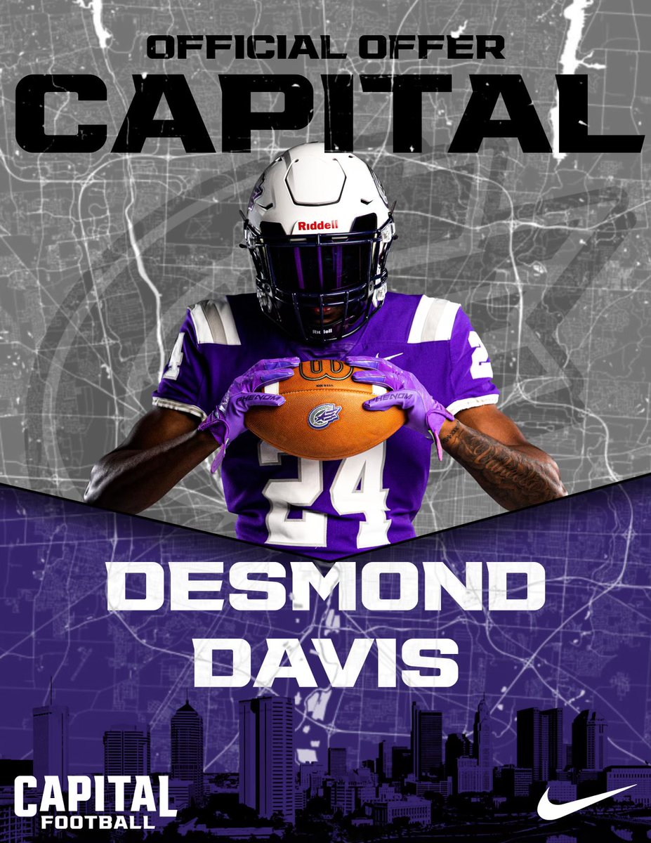 BigDes_55's tweet photo. #AGTG After a great conversation with @KnockCoach I am blessed to receive my 11th offer from Capital University💜
@CoachWillD1 @coachrob13 https://t.co/mX7KOrAN9N