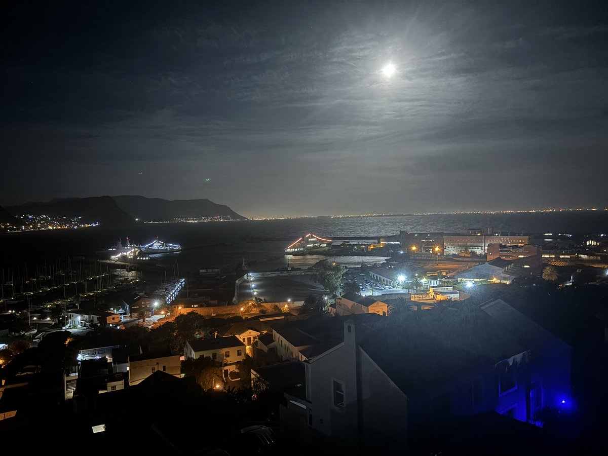 Moonlit view over Simon’s Town tonight —