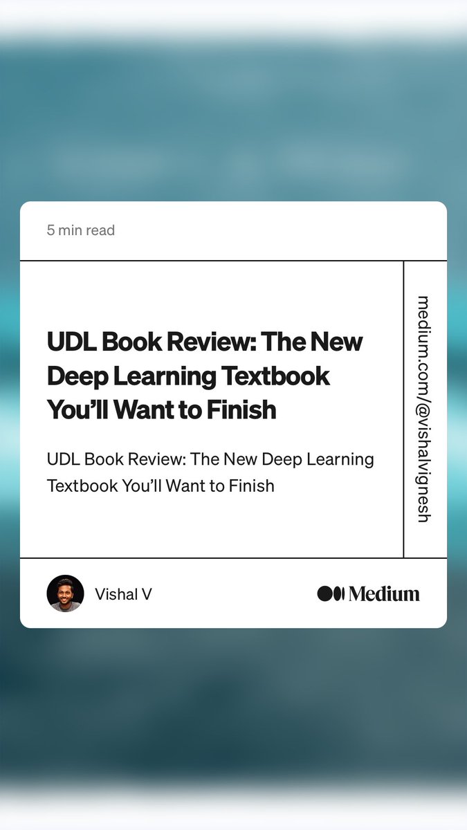 Excited to share my review of 'Understanding Deep Learning' by ⁦@SimonPrinceAI⁩! This book is a treasure trove for anyone interested in DL. It masterfully compiles the latest developments in the field, making complex concepts accessible & engaging. medium.com/@vishalvignesh…