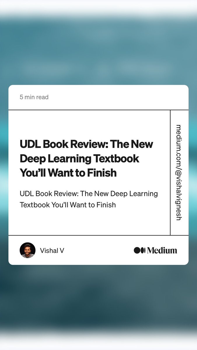 VishalVignesh_'s tweet photo. Excited to share my review of 'Understanding Deep Learning' by ⁦@SimonPrinceAI⁩! This book is a treasure trove for anyone interested in DL. It masterfully compiles the latest developments in the field, making complex concepts accessible &amp; engaging.

https://t.co/JrH6CTxqO7 https://t.co/2ijPetYxTs