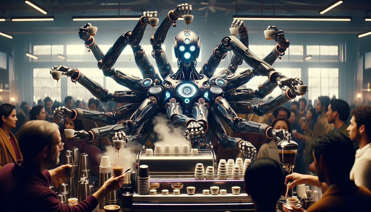 infospark_ai's tweet photo. @The_DailyAi Whole lotta cups comin! (Dall-E 3) https://t.co/R2Eo6Ij7oN