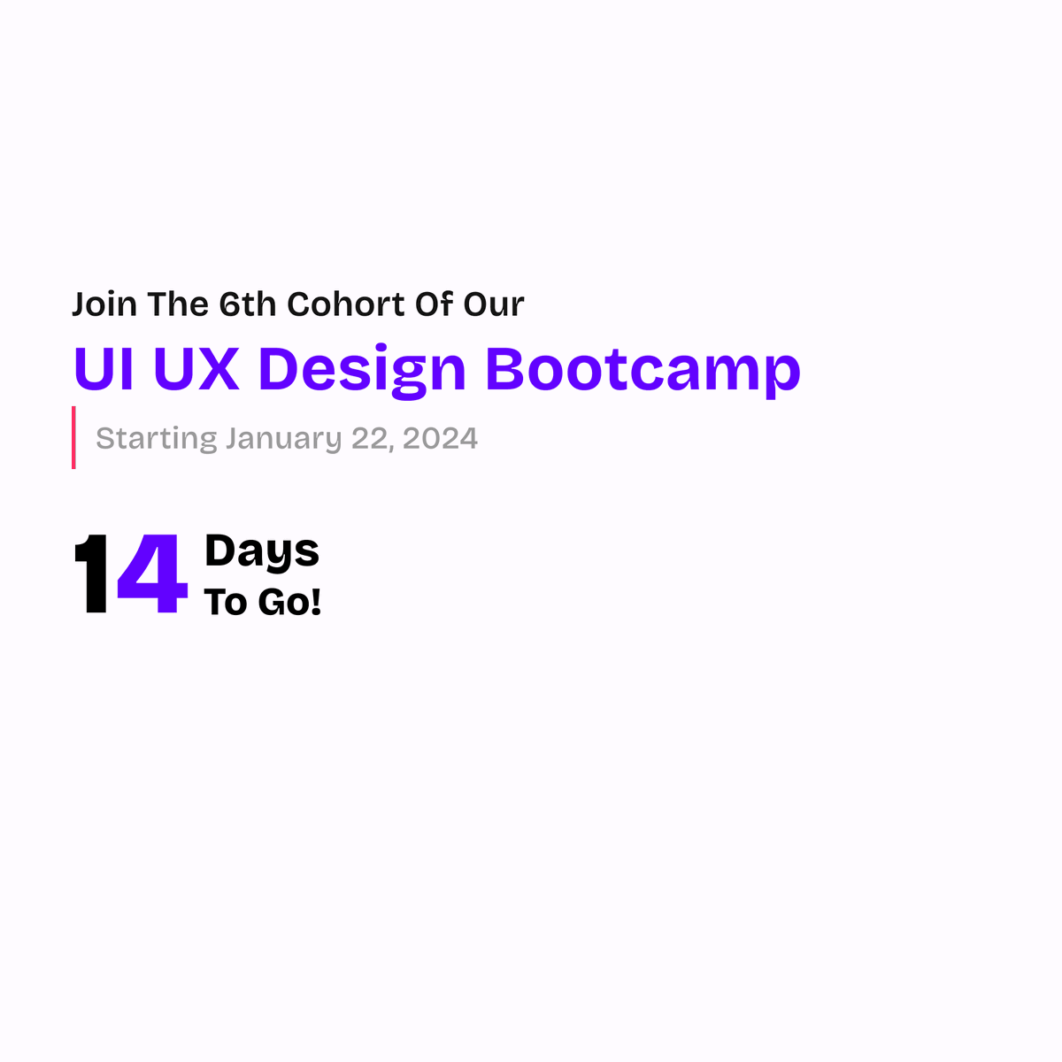 Here are some topics &amp; concepts we'll cover in our UI UX Design Bootcamp

-Figma
-HTML CSS
-Breakpoints &amp; Media queries
-Material Design as a guide
-User research
-D school design thinking framework
-Atomic design
-Visual design principles, etc

Register: devdesignhq.com/uiux.html