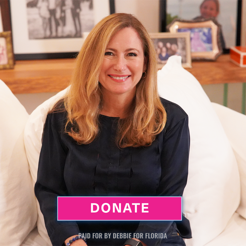 DebbieforFL's tweet photo. It’s Debbie. I'm an immigrant, a former congresswoman, a gun safety advocate, and the Democrat running to defeat Sen. Rick Scott. He won by just 0.12% of the vote last time. Now, Senate control could all come down to Florida. Will you give now to help me flip Florida blue?