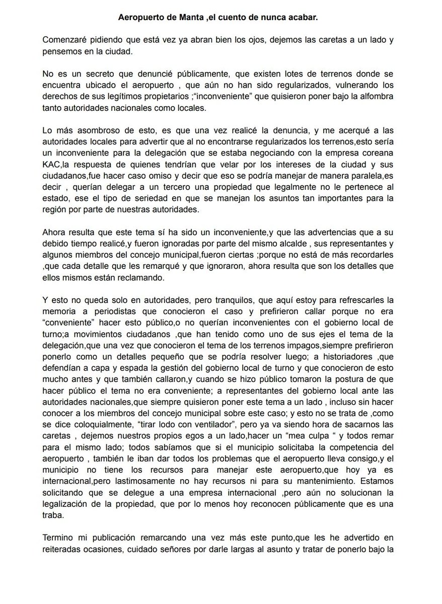 PelaezRene's tweet photo. Saludos a todos, realmente no me gustaría decirles nuevamente "se los dije" ,ya es hora de hacer las cosas de manera correcta y ordenada .
@marcivaldivieso @manta_alcaldia @CCcomprometidos @ObrasPublicasEc @mmendozabelen @DanielNoboaOk @Modelo977 @miguelsolz @MantaJunta https://t.co/wCq9PiqYJ6