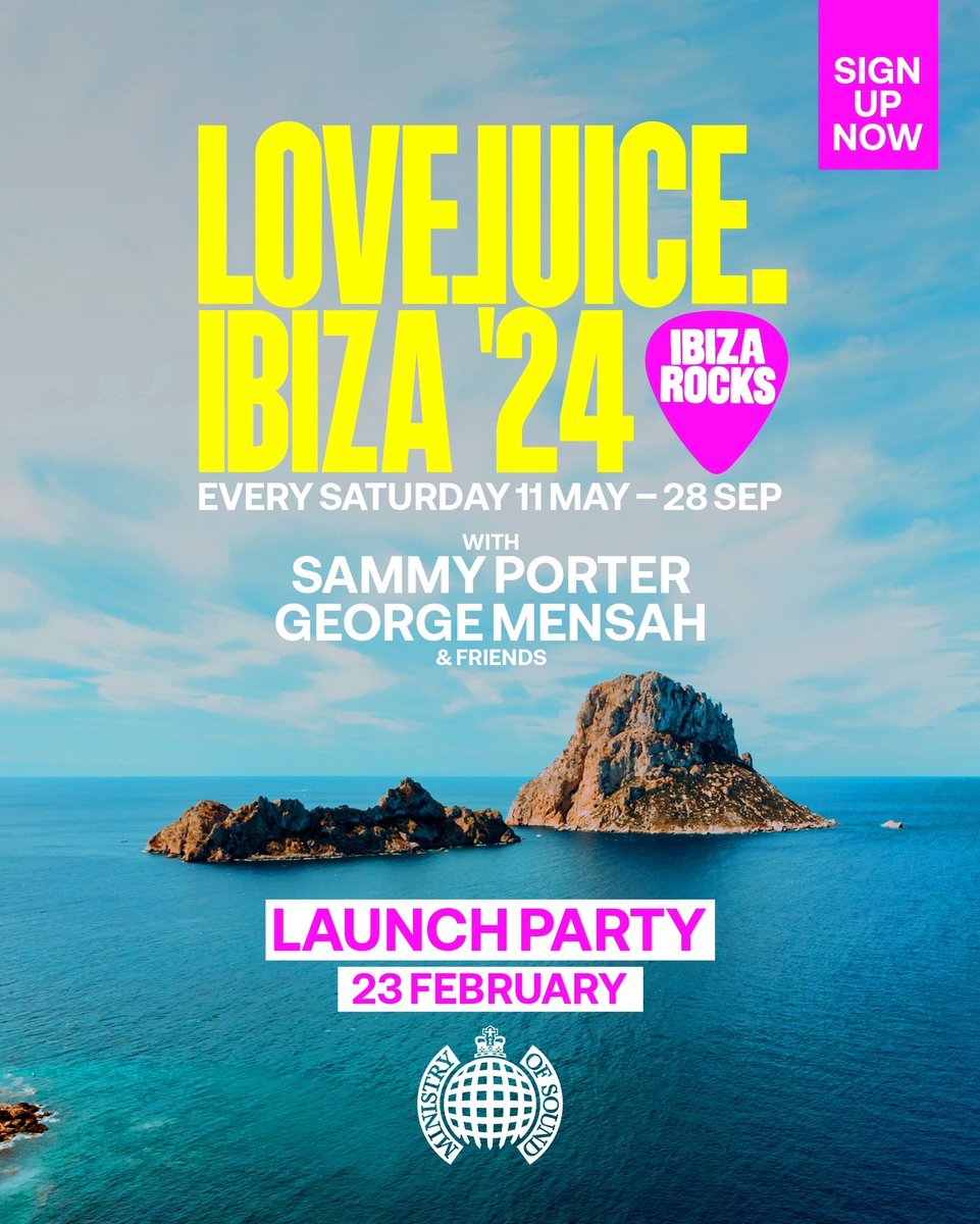 RT WIN A HOLIDAY TO IBIZA 

Huge Summer news! ☀️
LOVEJUICE IBIZA ‘24 CONFIRMED!✈️ 

LOVEJUICE at Ibiza Rocks every  Saturday May 11 - Sep 28
Sign Up Now: LoveJuiceIbiza.com
