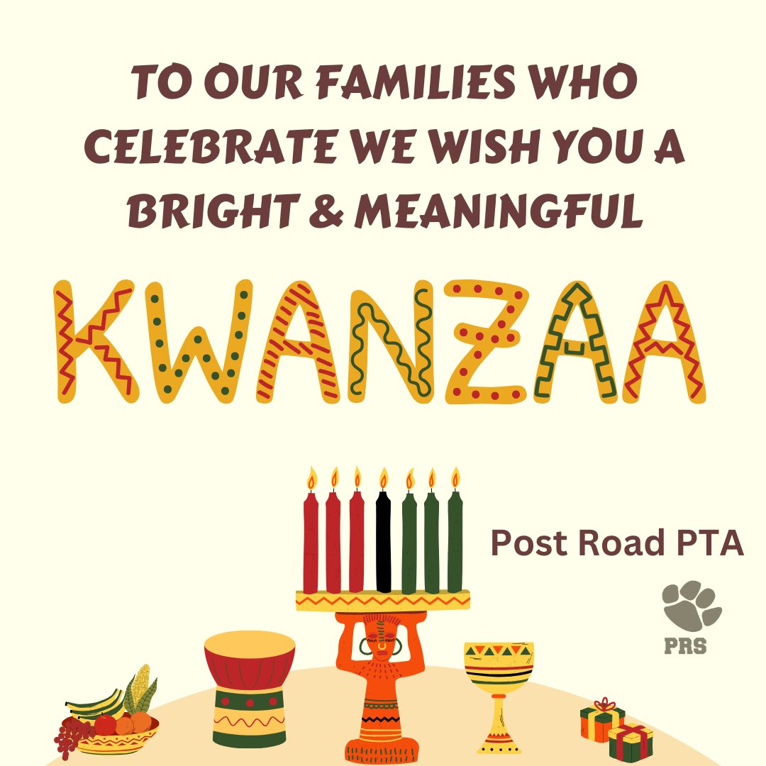 Post Road PTA (@postroadpta) on Twitter photo Wishing our families who celebrate a happy 1st Night of Kwanzaa! <a href="/postroadschool/">Post Road School</a> <a href="/DrJosephRicca/">WPCSDSuper</a> Wishing our families who celebrate a happy 1st Night of Kwanzaa! <a href="/postroadschool/">Post Road School</a> <a href="/DrJosephRicca/">WPCSDSuper</a>