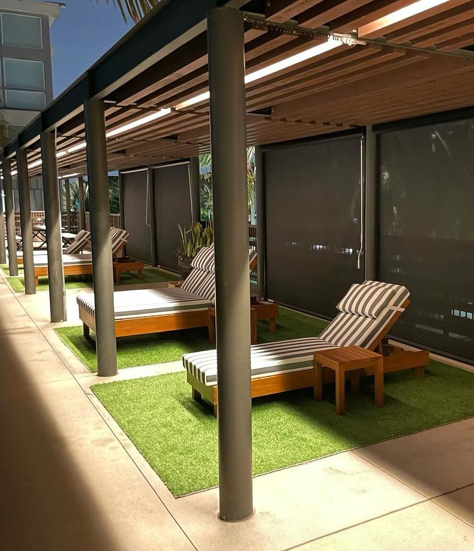 Draperies aren't just for indoors! Privacy for each cabanas with UV protection to boot!

#cabana #poolside #solarshades #draperies #outsidedrapes #outdoorliving #socalliving #losangelesliving #sunprotection #UVprotection #playavista #insolroll #sunbrella #b2b