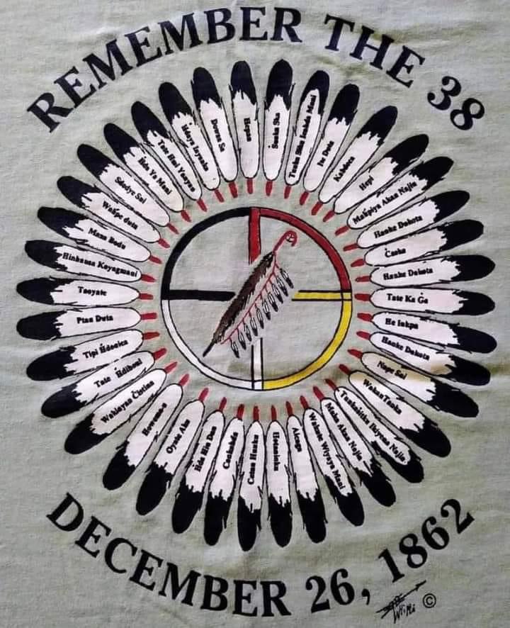 Native_Outlawz's tweet photo. On December 26th, 1862, the largest mass execution in U.S. history took place in Mankato, Minnesota. It was a result of the Dakota War of 1862, a conflict between the U.S. government and the Dakota Sioux. Following a military tribunal, 38 Dakota men were executed. https://t.co/itCoF9qkiC