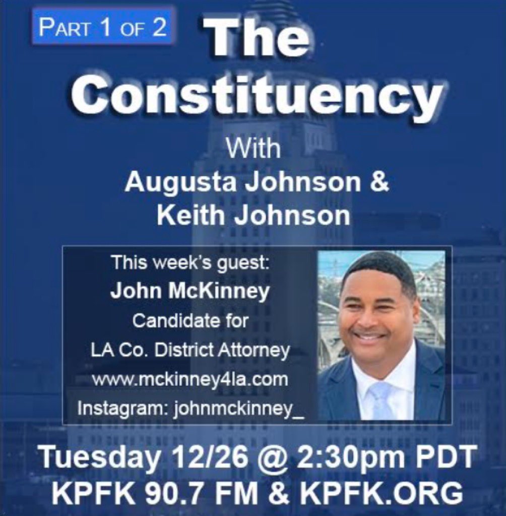 Not your typical #TuesdayMotivaton ! Take time to learn, listen, and lean-in with a leader for our time. <a href="/johnmckinney_/">JOHN MCKINNEY</a>  #JohnMcKinney4LADA #WeCanDoBetter #TodayNews #KPFK