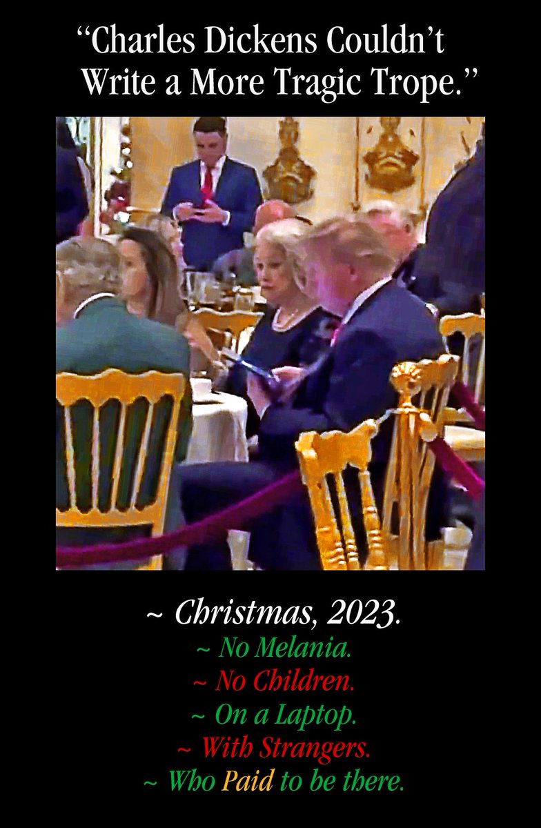 TheHausWorking's tweet photo. A Very Trump-ie “Cleestmas”!
#Sad #Trumpmas #MarALago #NoFriends #NoFamily #NoPets #AloneInACrowd #Pathetic #Xmas23 https://t.co/mPgbBZ7mY7