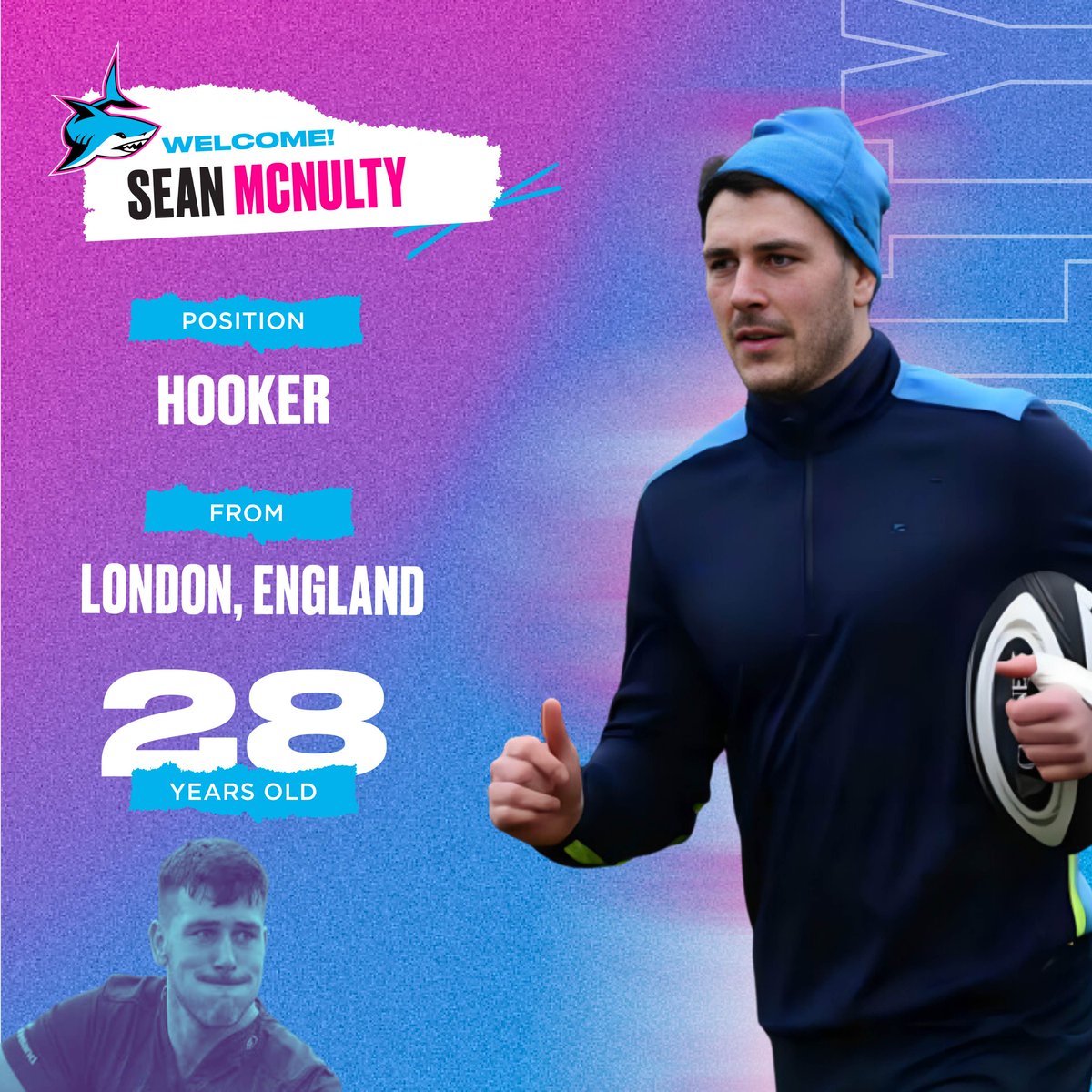Miami Sharks Rugby Club (@miasharksrugby) on Twitter photo Welcoming a new force to the Shark Tank! 🦈 Sean McNulty 🩷
 #MiamiSharks #NewSigning Welcoming a new force to the Shark Tank! 🦈 Sean McNulty 🩷
 #MiamiSharks #NewSigning