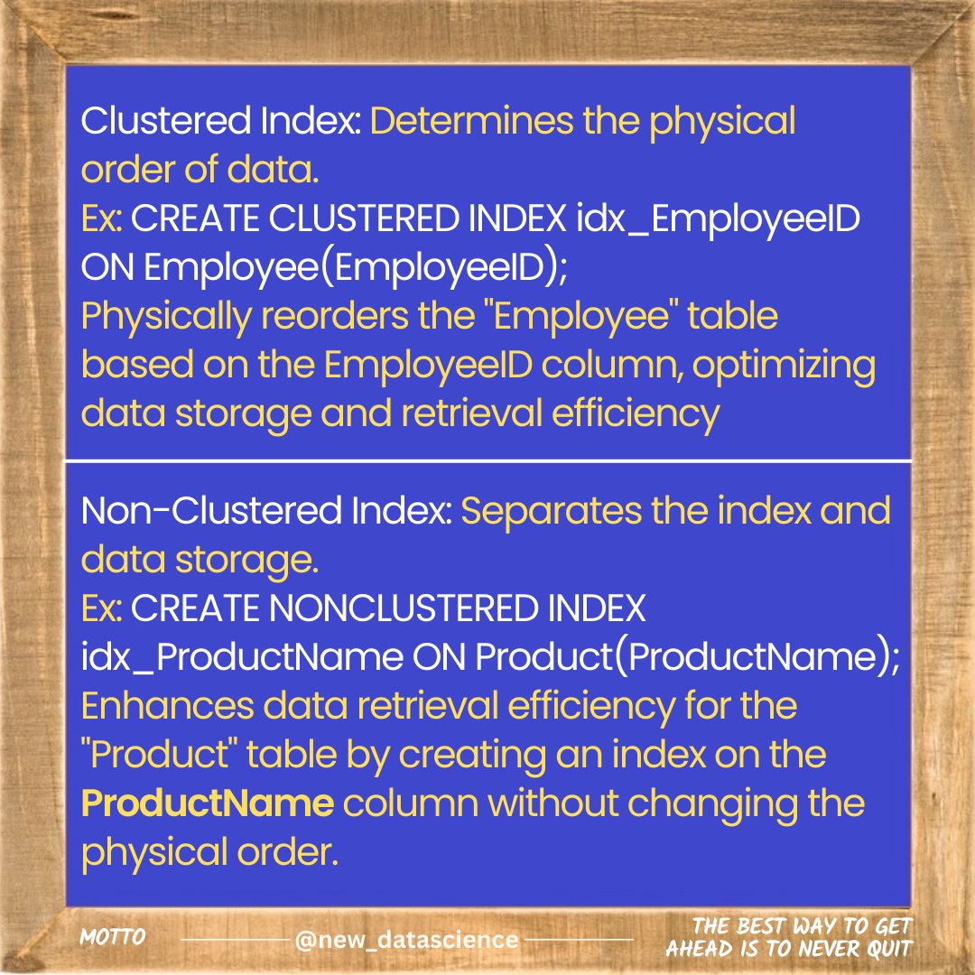 newdatadiary's tweet image. Follow @new_datascience for everyday learning! #SQL #Dataanalytics #Datascience #database #python #math #machinelearning
