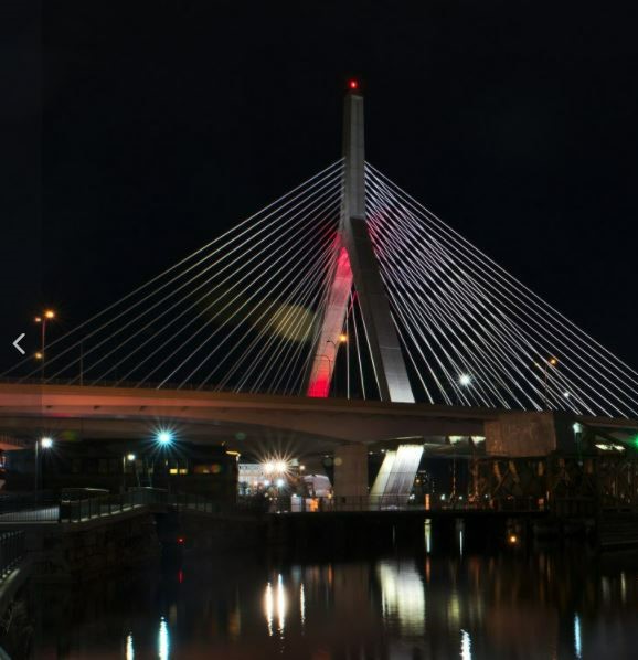 MassDOT's tweet photo. Tonight 12/26, the #ZakimBridge #LongfellowBridge #ForeRiver and #BurnsBridge will light red and green for #Kwanzaa https://t.co/8JnTwbjbkf