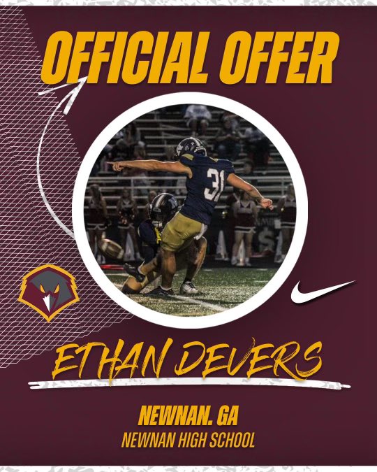 Ethan Devers (@ethandevers41) on Twitter photo I’m very thankful to post that I’ve been offered a full scholarship to kick for <a href="/UCWV_Football/">University of Charleston Football</a>. Thank you <a href="/FBCoachQ/">Quinn Sanders</a> <a href="/IAM_KJII/">Kenneth Randall</a> and @CoachHunter_UC so much for this opportunity!
#AGTG #wingsup
<a href="/WeAreNewnan/">NEWNAN FOOTBALL</a> <a href="/CoachChipWalker/">Chip Walker</a> <a href="/RecruitGeorgia/">Recruit Georgia</a> I’m very thankful to post that I’ve been offered a full scholarship to kick for <a href="/UCWV_Football/">University of Charleston Football</a>. Thank you <a href="/FBCoachQ/">Quinn Sanders</a> <a href="/IAM_KJII/">Kenneth Randall</a> and @CoachHunter_UC so much for this opportunity!
#AGTG #wingsup
<a href="/WeAreNewnan/">NEWNAN FOOTBALL</a> <a href="/CoachChipWalker/">Chip Walker</a> <a href="/RecruitGeorgia/">Recruit Georgia</a>