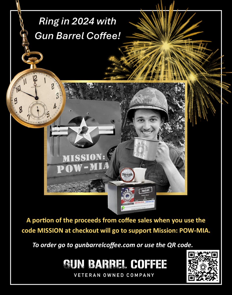 Purchase your Gun Barrel Coffee before the New Year! Promotion good until midnight on Dec 31st. #gunbarrelcoffee #veteranowned #militaryveterans #supportlocalbusiness