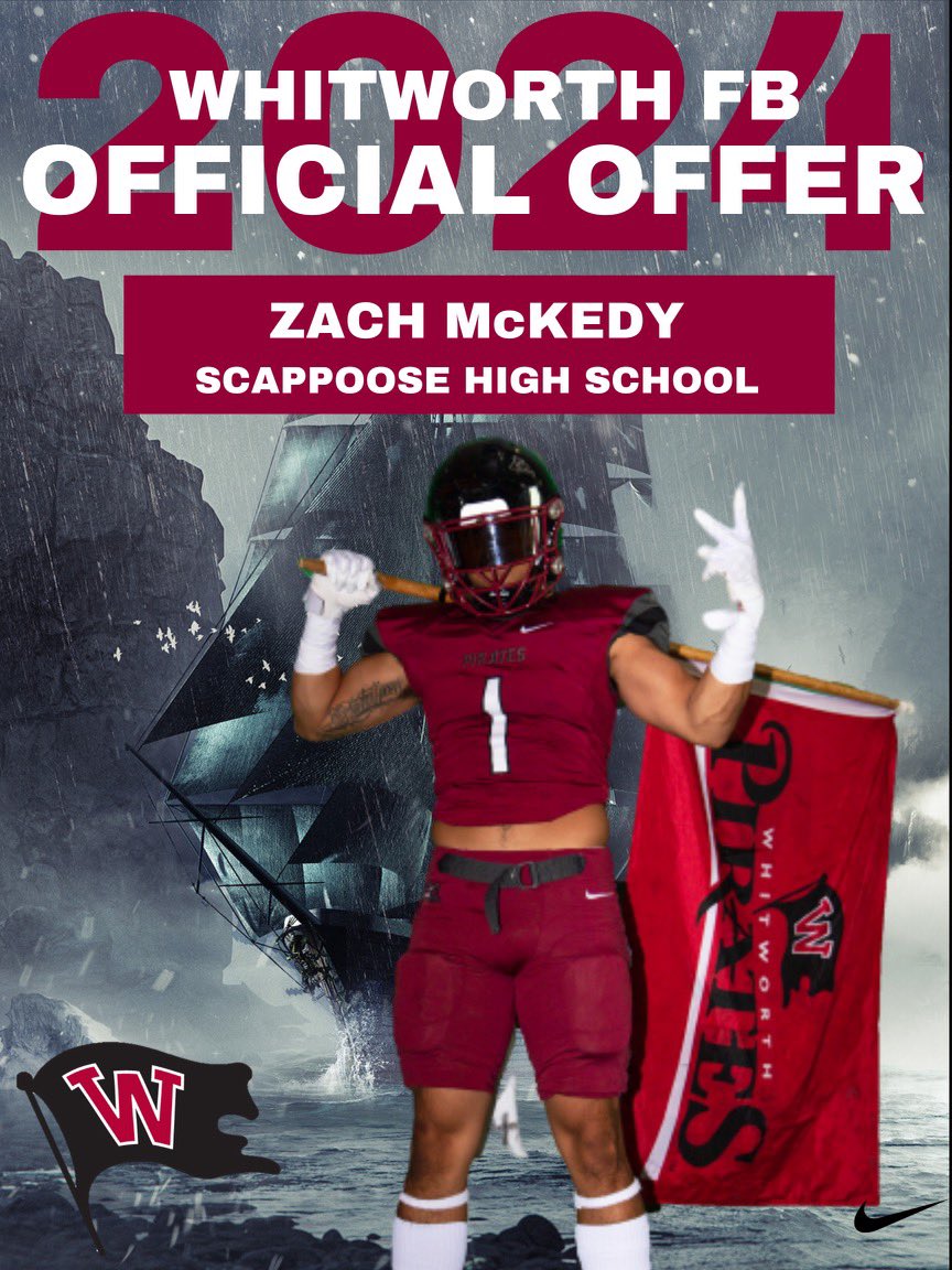 after a great talk with <a href="/CoachMurph67/">Alex Murphy</a> I’m excited to say I received my first offer from <a href="/WhitworthFB/">Whitworth FB</a> <a href="/ScappooseHSFB/">Scappoose Indians Football</a>