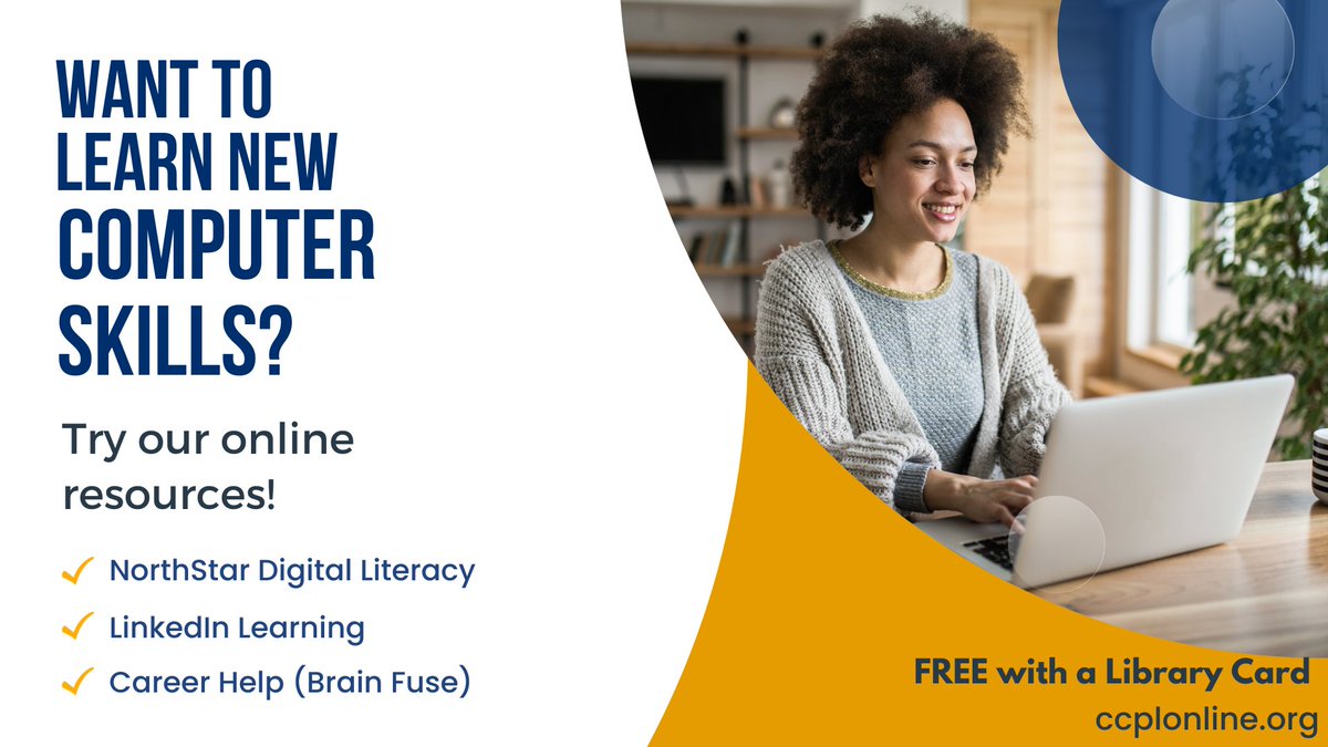 Level up your #computer skills!

💻Learn the basics of computers with NorthStar: ow.ly/byyH50PYAbE.

💻Boost your career with LinkedIn Learning: ow.ly/q6Nq50PYAbH.

💻Connect with a live online #tutor to learn MS Word, Excel, or PowerPoint: ow.ly/p6CP50PYAbF.