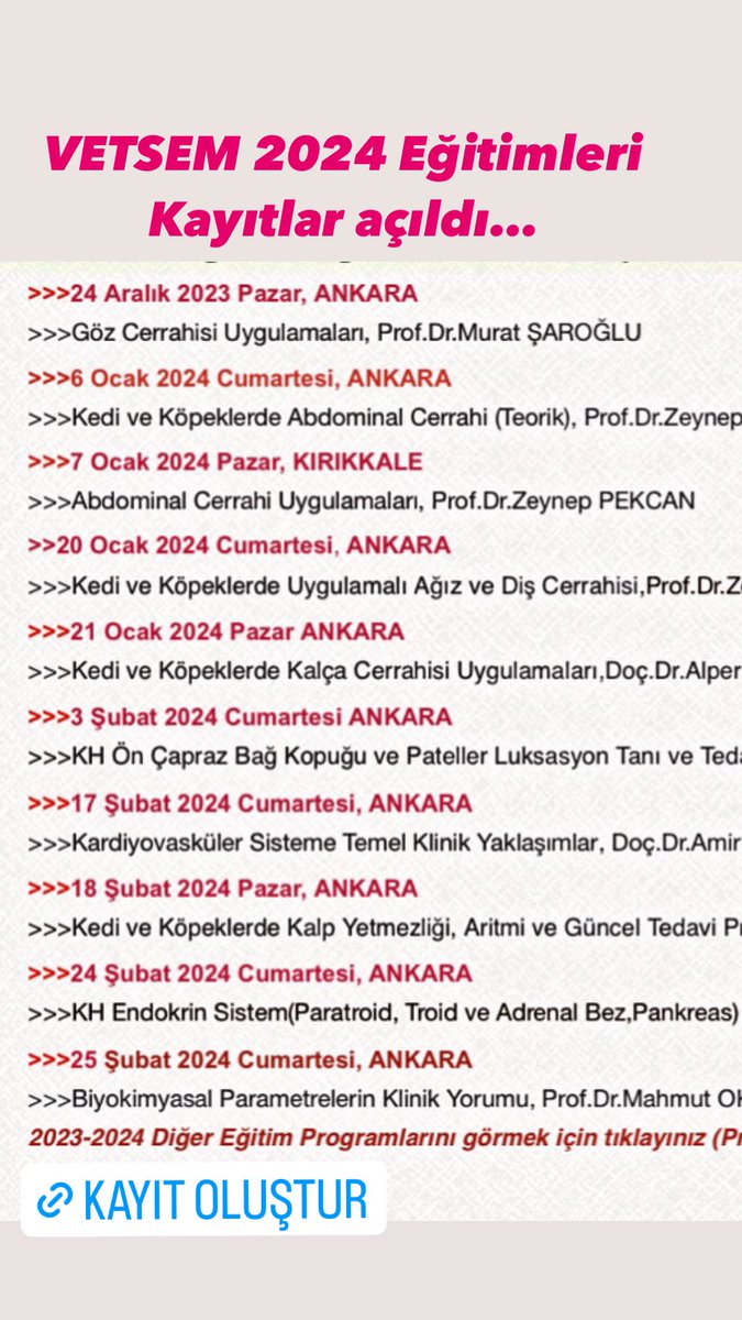 vetseminer's tweet photo. VETSEM’24 Eğitimleri
https://t.co/fBjcgTOZlt https://t.co/10hGYlZo1a