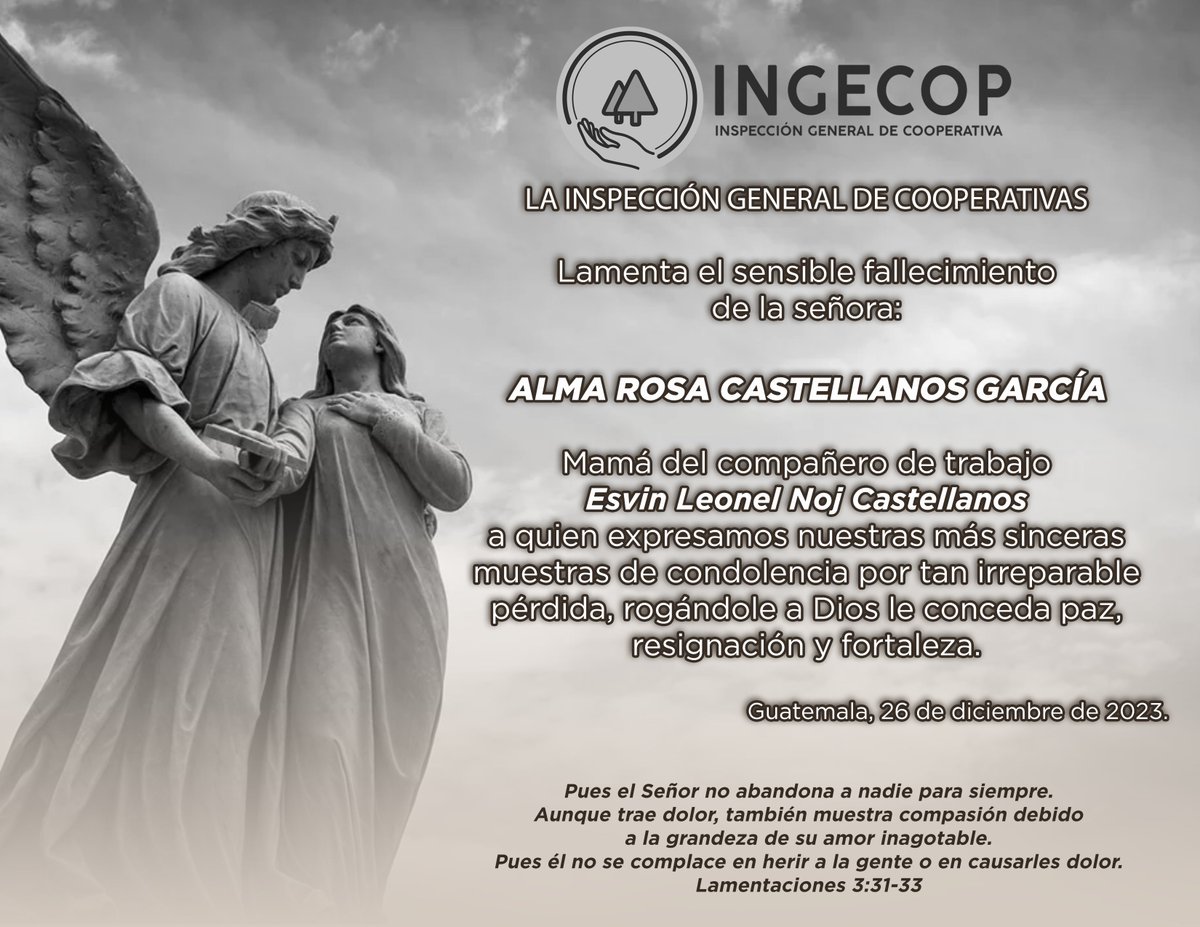 INGECOPgt's tweet photo. ¡Nuestro más sentido pésame! https://t.co/5Bv0IyOX99