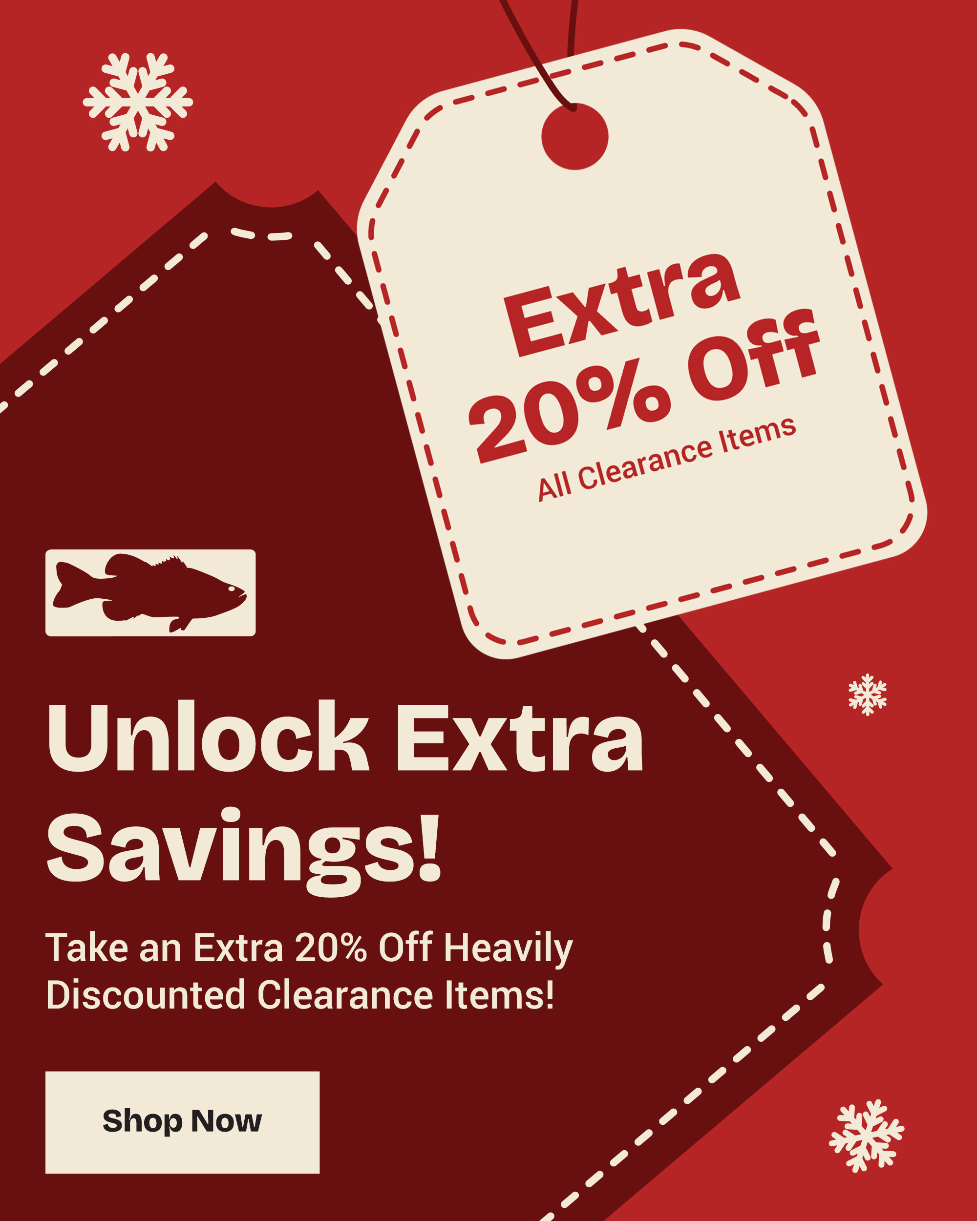 Tackle Warehouse on X: Unlock Extra Savings! Take an Extra 20% Off Heavily  Discounted Clearance Items! *Clearance Sale Ends 01.09.24 3:00 PM PT. [ # TackleWarehouse