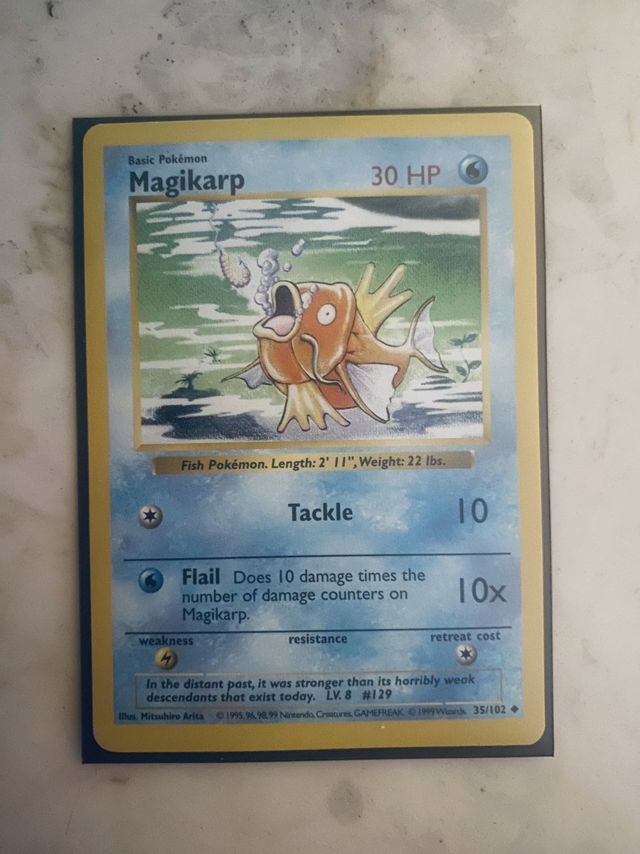 HMACards's tweet photo. 🚨🚨🚨GIVEAWAY🚨🚨🚨
Shadowless Magikarp from 1999 Original Base Set.
Must retweet AND like in order to be eligible to win.
Winner will be selected 12/30/23 at 8 PM EST (US shipping only). Must be following to win.
Good luck! Tag your friends! 🫶
#Pokemon #HMACards https://t.co/6e6PtosgWO