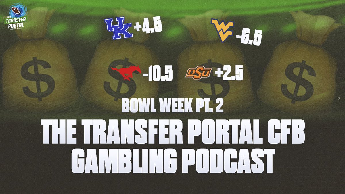 🎶It’s the most wonderful time of the year🎶

The Transfer Portal CFB Gambling Podcast is LIVE! 🎰

Join <a href="/GGNovak/">George</a>, <a href="/MTownsend_77/">Matthew Townsend</a>, and <a href="/dis3spect/">May-Z</a> for the Bowl Season 2nd HALF preview, delivering winners &amp; plus-money plays from all games 12/26 - 01/01! 

▶️ youtu.be/ltoBc6OEkBw?si…
