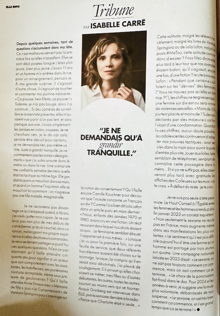 EliseLeGuevel's tweet image. Les adolescentes de demain continueront-elles d’adopter nos pauvres tactiques ? 
#choisirsatribune ⁦@ELLEfrance⁩ ⁦@LafonLola⁩ #isabellecarre 🙏