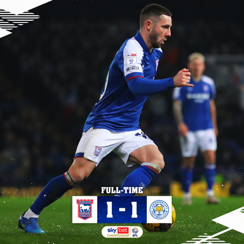 IpswichTown's tweet photo. ⏱️ The Skipper's late strike sees it end level at Portman Road.

#itfc