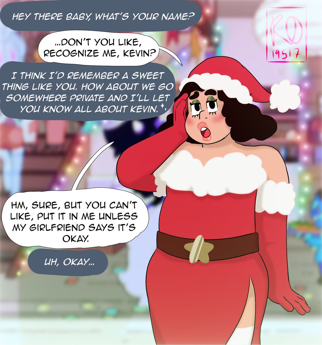 cw bimbofication

Kevin snuck into the gems' christmas party and met a lovely lady... Just a quick lil christmas doodle 😔🎄