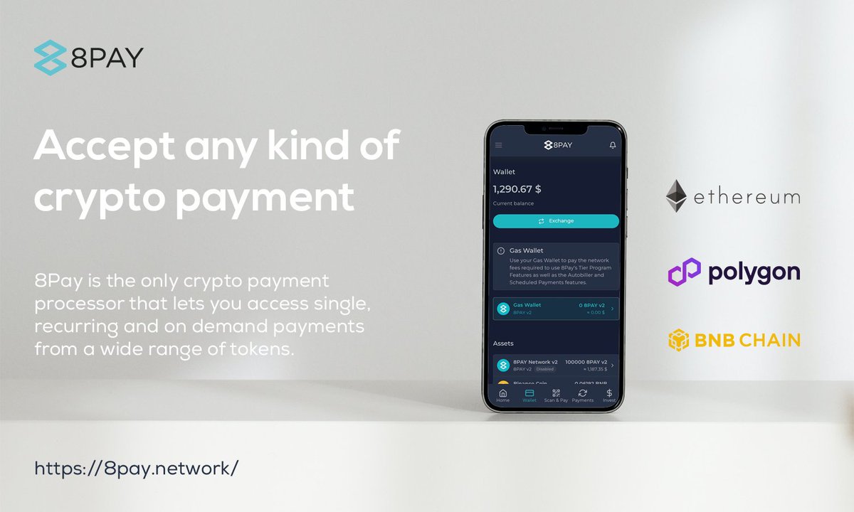 8PAY is an all-in-one payment protocol that enables quick and simple recurring transactions with digital currencies. #BTC #DeFi
