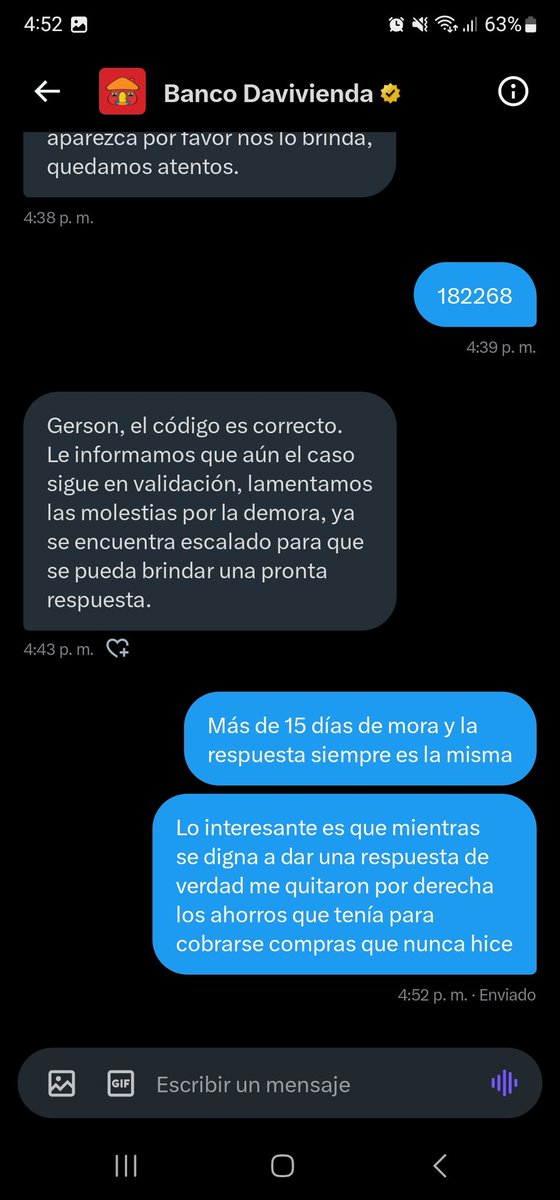 GERSONGAONA's tweet photo. @Davivienda @SFCsupervisor Lo dicho... Nada de respuestas por parte de @Davivienda, que será necesario para que @SFCsupervisor de verdad haga algo? https://t.co/7nuTb27pyg