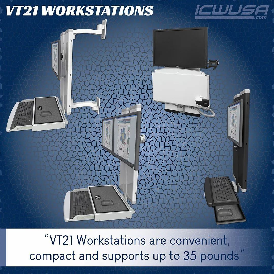 ICW has a large variety of Sit-Stand Workstation. Choose the VT21 Workstation that fits your needs or contact us directly so our customer service team can help.

#healthcare #Dental #Ergonomics #Sitstand #Workstation #convinient #variety #madeinusa #Mountingsolution #office