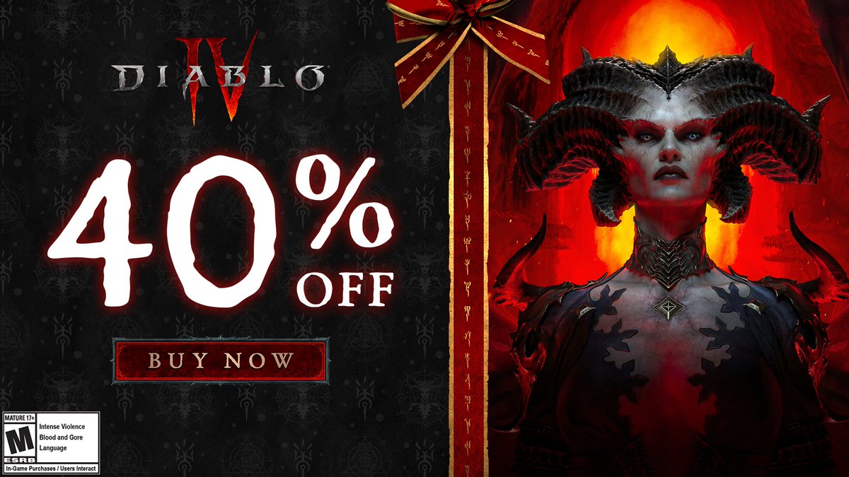 All Hell has broken loose during our Holiday Sale. 🔥 Get up to 40% off #DiabloIV on Battle.net now through Jan 1. 🛒 blizz.ly/3RroEJO