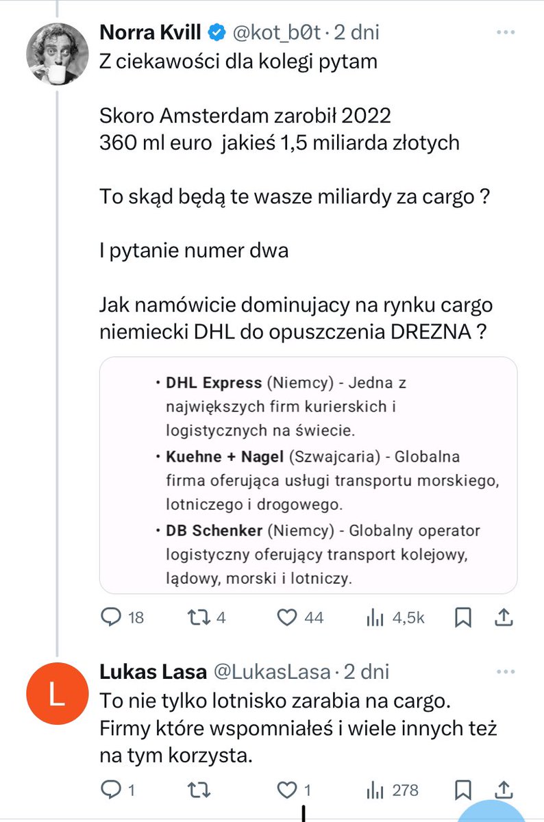 LukasLasa's tweet photo. @kot_b0t @kot_b0t to jest jeszcze ciekawsze bo ban za taki komentarz. Jestem praktykiem logistyki od 15 lat szczególnie lotniczym. Jak widać nie jestem botem z żadnych stron ani trolem. To jest mój punkt widzenia tak jak i twój. Od razu ban ? Wyjaśnij mi to po ludzku bo nie kumam. https://t.co/FJnG8vBA5f