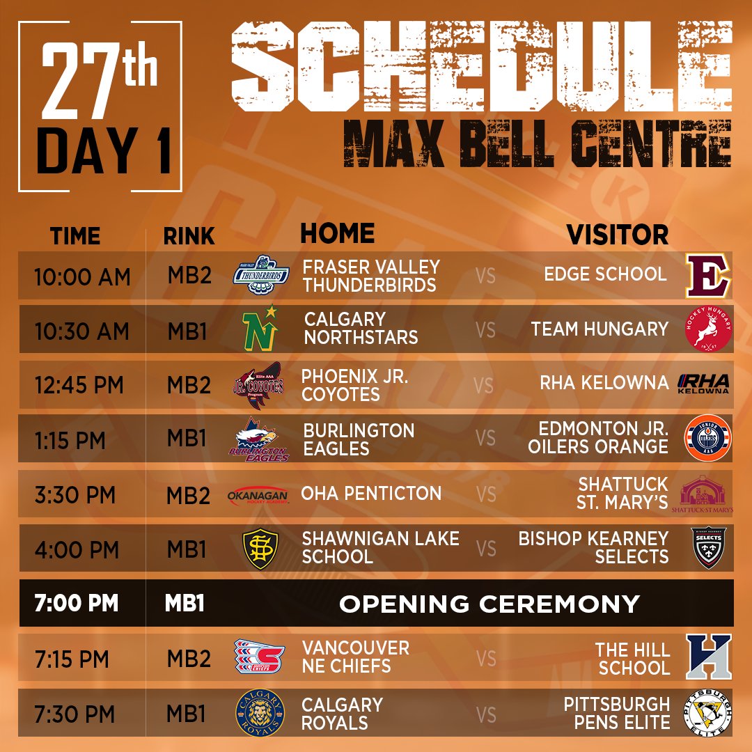 Here is a quick look at tomorrow's lineups at Max Bell Centre.