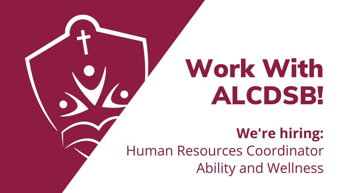 The ALCDSB is #hiring a Human Resources Coordinator, Ability and Wellness. This permanent full-time position posting closes Jan. 8 at 4 p.m. 
Apply now: alcdsb.on.ca/Careers/Lists/…
#ChooseALCDSB